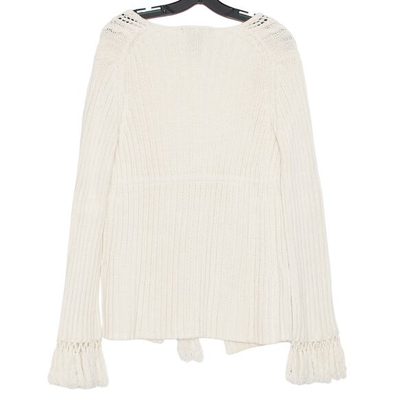 Express Cardigan Sweater Boho Cottage Minimalist Coastal Romantic Ivory Medium - Picture 8 of 8